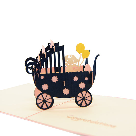 Baby Carriage Pop Up Card (Girl)